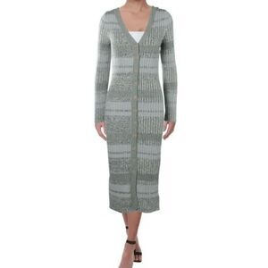 Free People Ocean Blue Green Cozy up Long Cardigan Sweater Dress Women's Medium